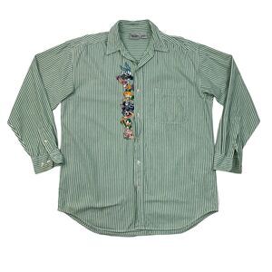 Vintage Tiny Toon Shirt Mens L Large Green White Striped Cotton Bugs Bunny Taz